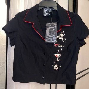 Killstar She Devil Crop Bowling Shirt